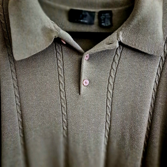 Vintage J Ferrar Lightweight Sagegreen Collared Sweater XL - Picture 5 of 7